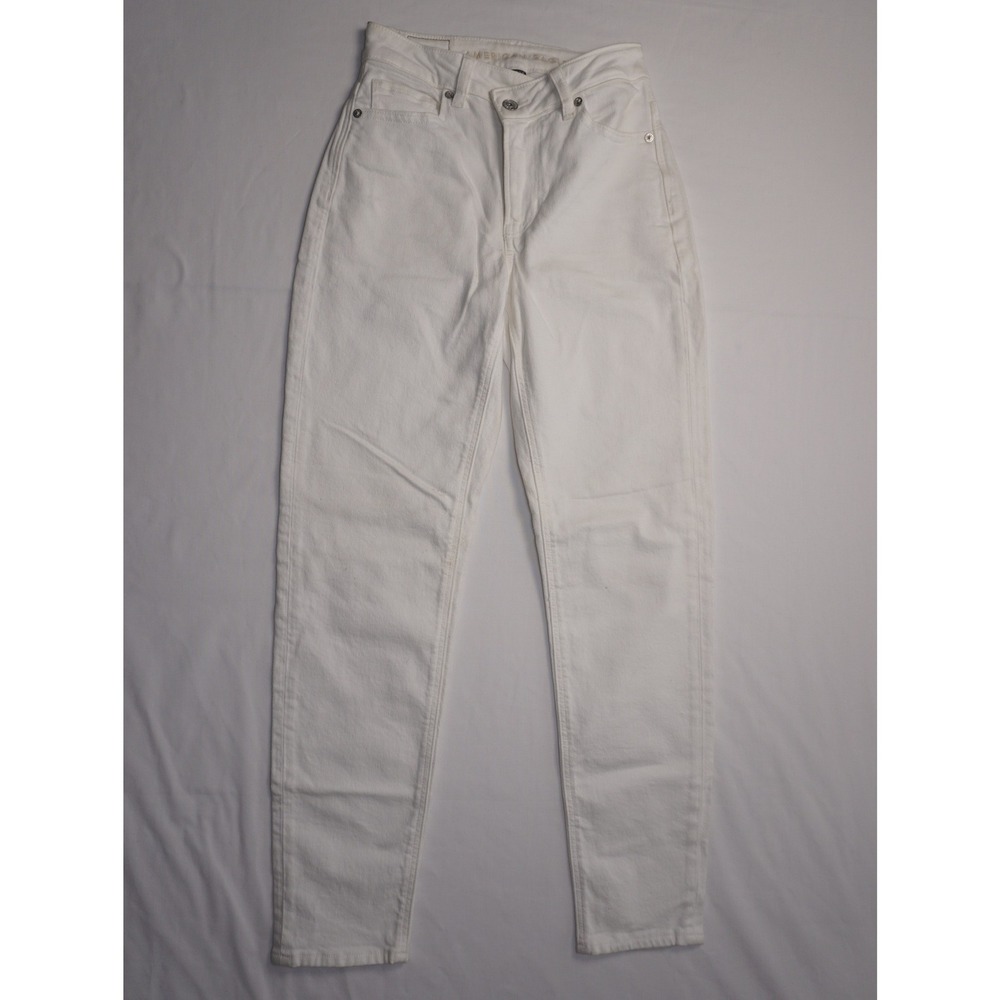 American Eagle 00 Regular White Stretch Denim Jeans High Rise Skinny